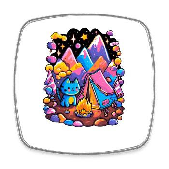 Magie du camping des chats des montagnes lumineuses - Magnet carré - blanc - Devant