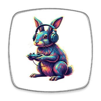 Rabbit Games Animal Video Games Fun - Square fridge magnet - white - Front