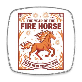 Année de la célébration du cheval de feu du réveillon du Nouvel An 2026 - Magnet carré - blanc - Devant