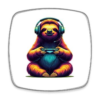 Faultier Spiele Tier Videospiele Lustiges Faultier - Viereckiger Kühlschrankmagnet - Weiß - Vorne