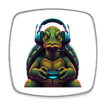Schildkröte Gaming Tier Videospiele Lustige - Viereckiger Kühlschrankmagnet - Weiß - Vorne