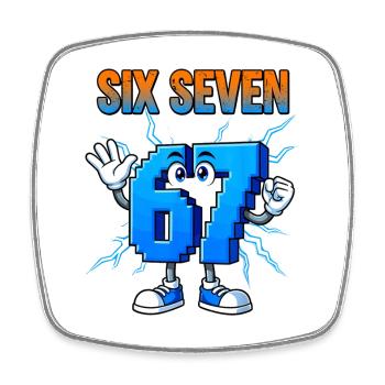 67 Gen Alpha Six Seven Italien 6 7 Brainrot - Magnet carré - blanc - Devant