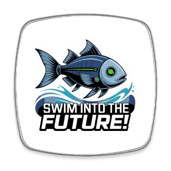 Future Swim Fish Motif - Square fridge magnet - white - Front