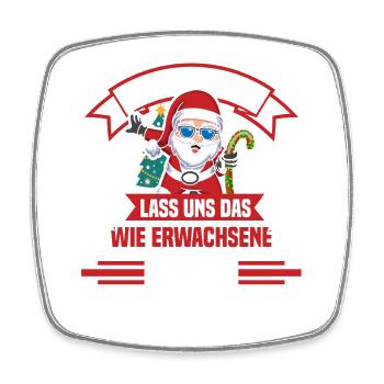 Noël du Père Noël Espiègle Noël - Magnet carré - blanc - Devant