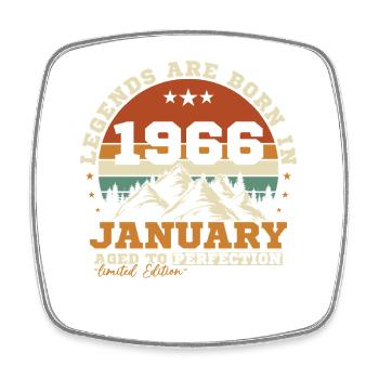 January 1966 Vintage Retro Birthday Gift - Square fridge magnet - white - Front