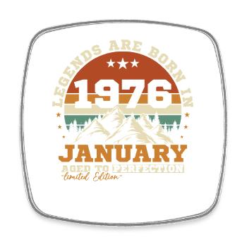 Janvier 1976 Vintage Rétro Cadeau D'anniversaire - Magnet carré - blanc - Devant