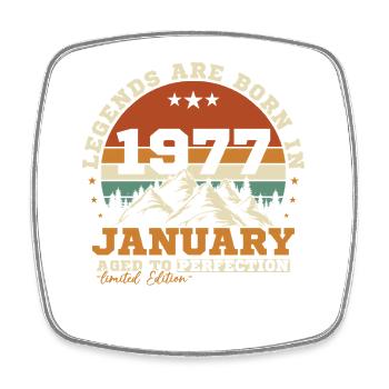 January 1977 Vintage Retro Birthday Gift - Square fridge magnet - white - Front