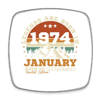 Januar 1974 Vintage-Retro-Geburtstagsgeschenk - Viereckiger Kühlschrankmagnet - Weiß - Vorne