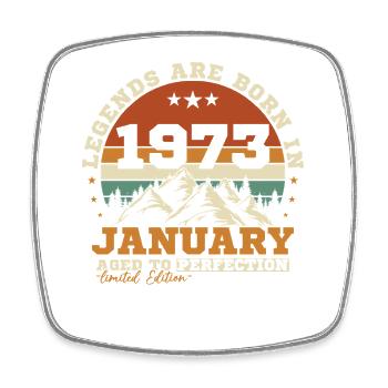 Januar 1973 Vintage-Retro-Geburtstagsgeschenk - Viereckiger Kühlschrankmagnet - Weiß - Vorne