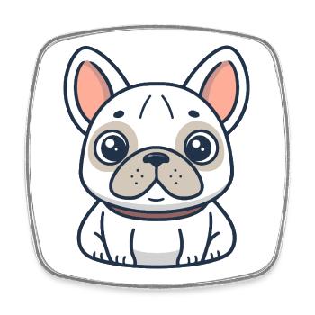 Bulldog Cartoon Blanc Mignon - Magnet carré - blanc - Devant
