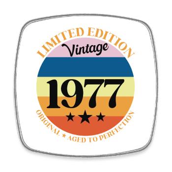 1977 Vintage Geburtstagsgeschenk 77 - Viereckiger Kühlschrankmagnet - Weiß - Vorne