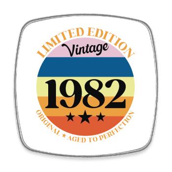1982 Vintage Geburtstagsgeschenk 82 - Viereckiger Kühlschrankmagnet - Weiß - Vorne