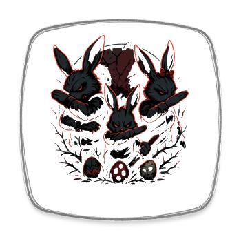 Lapin de Pâques maléfique qui fait un dab, gang de Pâques sombre - Magnet carré - blanc - Devant