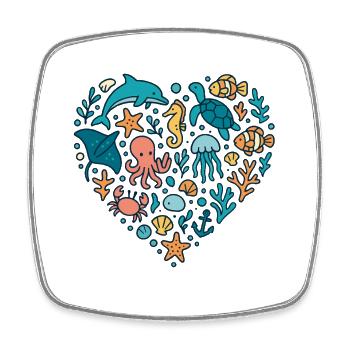 meerestiere herz design, ocean lover liebe - Viereckiger Kühlschrankmagnet - Weiß - Vorne