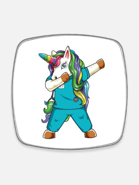 Vie d’infirmière praticienne licorne - Magnet carré - blanc