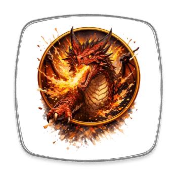 Fire Dragon in the Circle of Flames - Square fridge magnet - white - Front