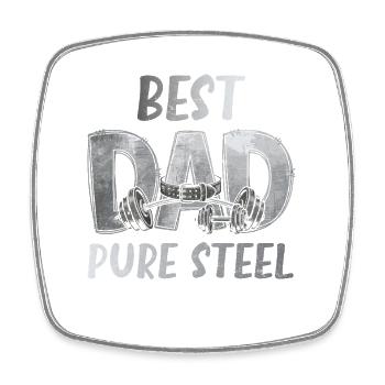Best Dad Pure Steel - Viereckiger Kühlschrankmagnet - Weiß - Vorne