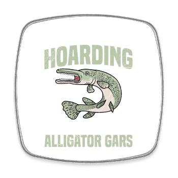 Alligatorruten-und-Rollen-Kombi-Alligatorgar-Angeln - Viereckiger Kühlschrankmagnet - Weiß - Vorne
