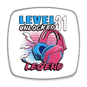 Level 31 Neon Headset Unlocked - Viereckiger Kühlschrankmagnet - Weiß - Vorne