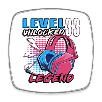 Level 33 Unlocked Legend - Viereckiger Kühlschrankmagnet - Weiß - Vorne