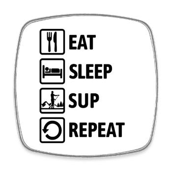 Eat Sleep SUP Repeat - Standup paddeln - Viereckiger Kühlschrankmagnet - Weiß - Vorne