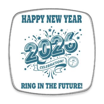 Frohes neues Jahr 2026 Celebration Ring Zukunft - Viereckiger Kühlschrankmagnet - Weiß - Vorne
