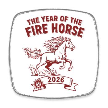 Die Feier des Jahres des Feuerpferdes 2026 - Viereckiger Kühlschrankmagnet - Weiß - Vorne