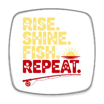 Rise Shine Fish Wiederholung - Viereckiger Kühlschrankmagnet - Weiß - Vorne