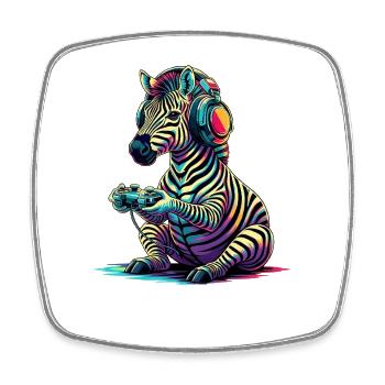 Zebra Gaming Tier Videospiele Lustiges Zebra - Viereckiger Kühlschrankmagnet - Weiß - Vorne
