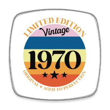 1970er Vintage-Geburtstagsgeschenk 70er Jahre - Viereckiger Kühlschrankmagnet - Weiß - Vorne