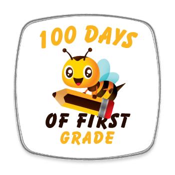 100 Days of first grade 100th of school - Square fridge magnet - white - Front