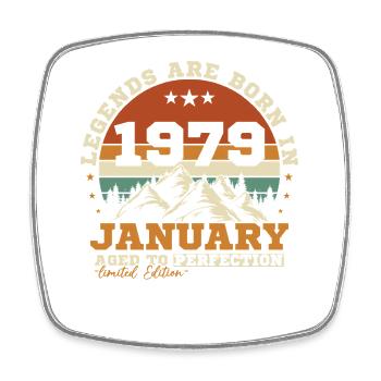 Januar 1979 Vintage-Retro-Geburtstagsgeschenk - Viereckiger Kühlschrankmagnet - Weiß - Vorne