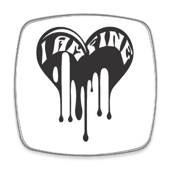 I am Fine Dark Heart It's Fine Everything is Fine - Viereckiger Kühlschrankmagnet - Weiß - Vorne