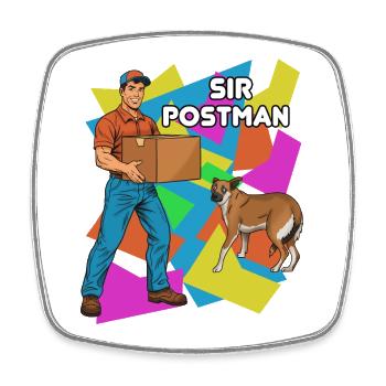 Self-Confident Postman and Dog (PopArt) - Square fridge magnet - white - Front