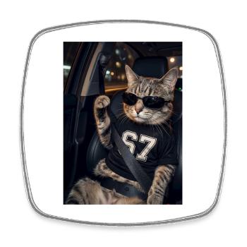 67 Katze mit Sonnenbrille Gen Alpha Lustig 67 - Viereckiger Kühlschrankmagnet - Weiß - Vorne