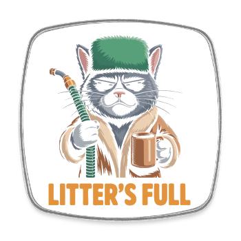 Litières pleines : parodie drôle de chat de Noël - Magnet carré - blanc - Devant