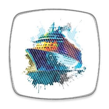 Ship in Colorful Watercolor - Square fridge magnet - white - Front