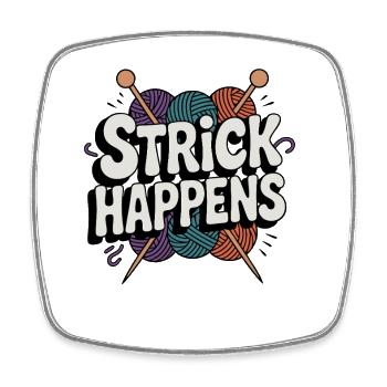 Knitting Happens funny knitting motif colorful - Square fridge magnet - white - Front