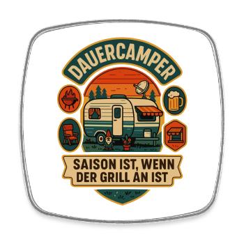 Barbecue de camping de longue durée : idée cadeau - Magnet carré - blanc - Devant
