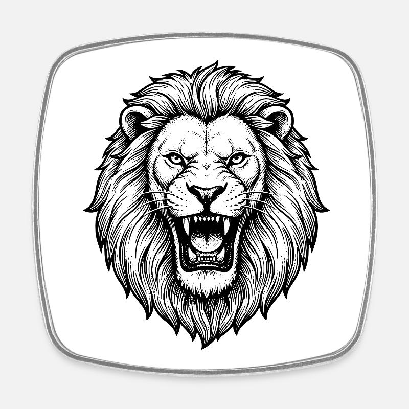 Lion - Square fridge magnet - white