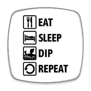 Eat Sleep Dip Repeat - Eisbaden - Winterbaden - Viereckiger Kühlschrankmagnet - Weiß - Vorne