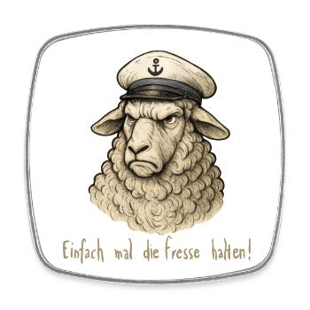 Matrose Schaf – Fresse Halten - Viereckiger Kühlschrankmagnet - Weiß - Vorne