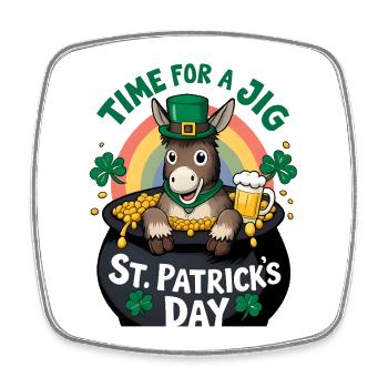 St. Patrick's Day Donkey Gold Pot Rainbow - Square fridge magnet - white - Front