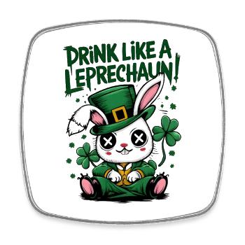 Trinkender Hase Leprechaun St. Patrick's Day - Viereckiger Kühlschrankmagnet - Weiß - Vorne