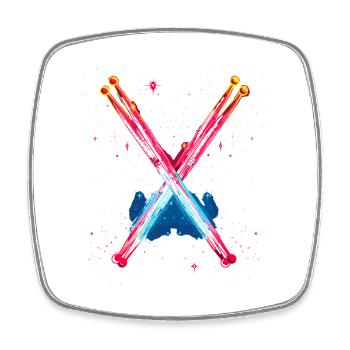 Drums Retrowave - Square fridge magnet - white - Front
