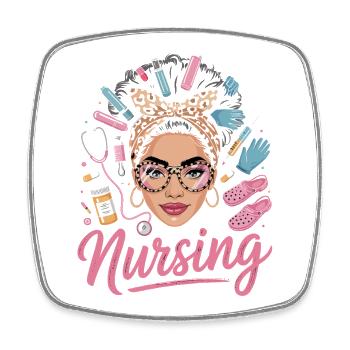 Nursing Glam: Nursing Heroine Trend - Square fridge magnet - white - Front
