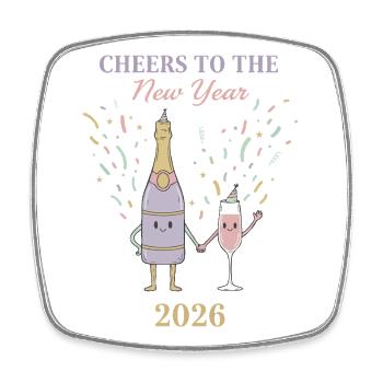 Prost auf die Neujahrsfeier 2026 - Viereckiger Kühlschrankmagnet - Weiß - Vorne