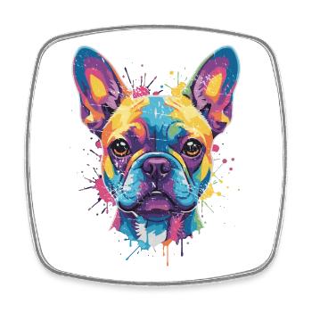Mehrfarbige Bulldog-Hundepop-Kunst - Viereckiger Kühlschrankmagnet - Weiß - Vorne