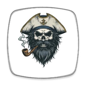 Capitaine Skull Sailor Bateau nautique Sea Lake - Magnet carré - blanc - Devant