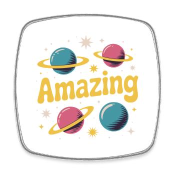 Amazing Planets Retro-Weltraumdesign - Viereckiger Kühlschrankmagnet - Weiß - Vorne